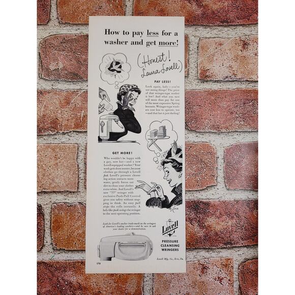 1950 How to Pay Less for a Washer and‎ Get More - Lovell Wringer Vtg Print Ad - Picture 2 of 7